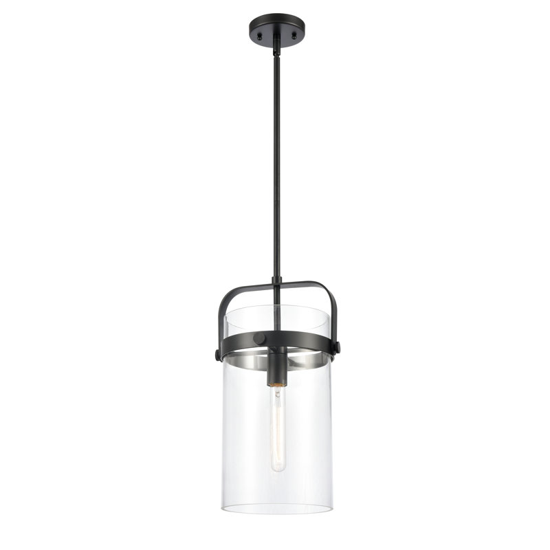 Erie 1 Light 4" Stem Hung Pendant, Clear, 14" H x 8" W x 8" D, Matte Black