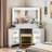 Panzarella Corner Makeup Vanity Set with Tri-Fold Lighted Mirror and Charging Station-1587679806