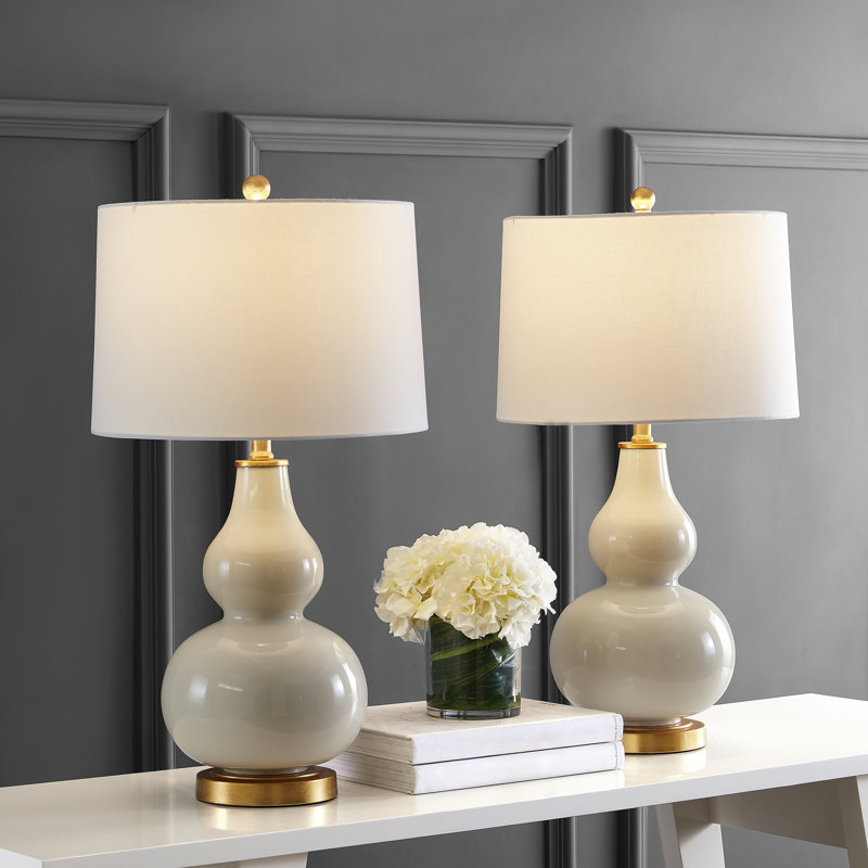 Ensemble de 2 lampes de table Tamara, Crème, crème