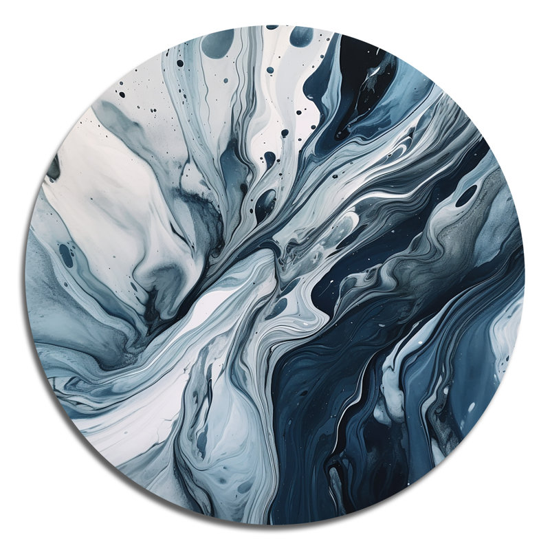 Horizon - Abstrait rond, impression sur métal, H 36 po x l 36 po