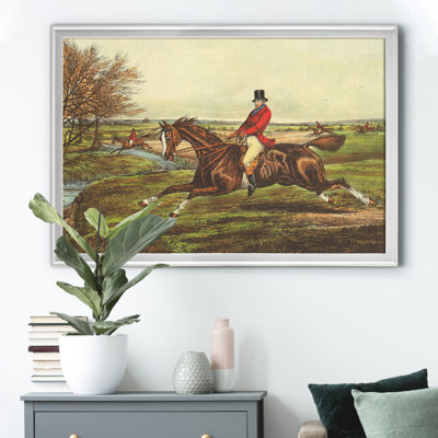 The English Hunt II - Art mural grandiose et encadré sous verre, grand salon