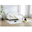 Lit de jour simple rembourré en velours beige, dossier capitonné nervuré, lit de jour au design somptueux et moderne, confort en mousse aux teintes riches