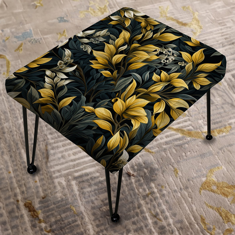 Motif de plantes tropicales jaunes et bleues III - repose-pieds rectangulaire tropical