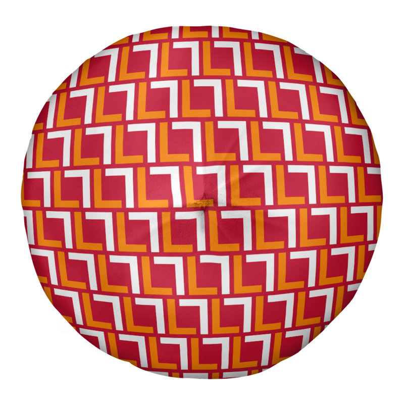 Housse de coussin rond Tampa Bay, 30'' x 30'', Orange / blanc / rouge