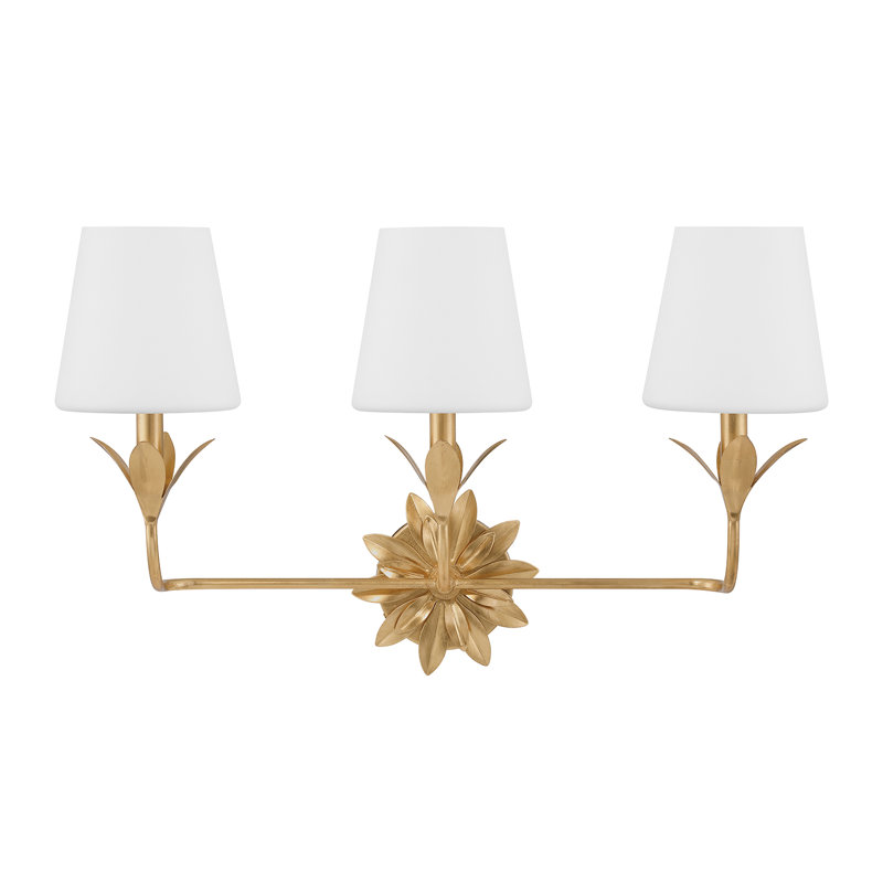 Broche 3 Light Bathroom Vanity, Antique Gold