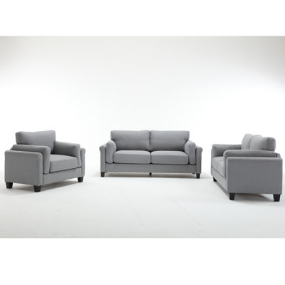 Ensemble de canapé moderne 3 pièces pour salon avec accoudoirs doubles, ensemble de meubles à siège profond, causeuse, fauteuil, canapé 3 places