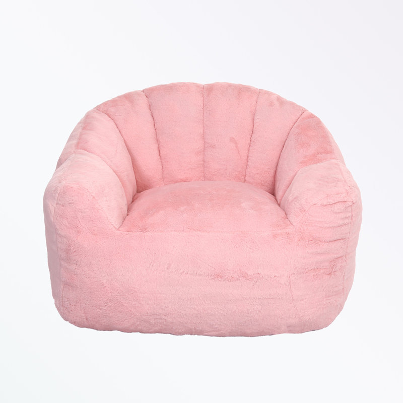 Accent Chair with Armrests and soft cushion, Pink Faux Fur