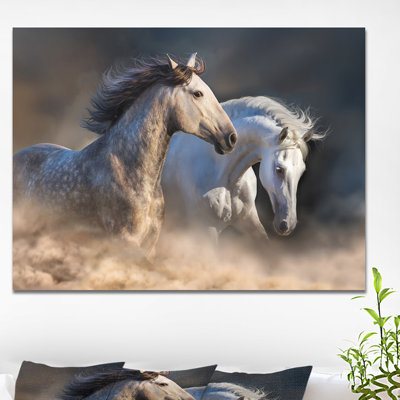 Photographie d'animaux sur toile, "Chevaux qui courent dans la poussière"