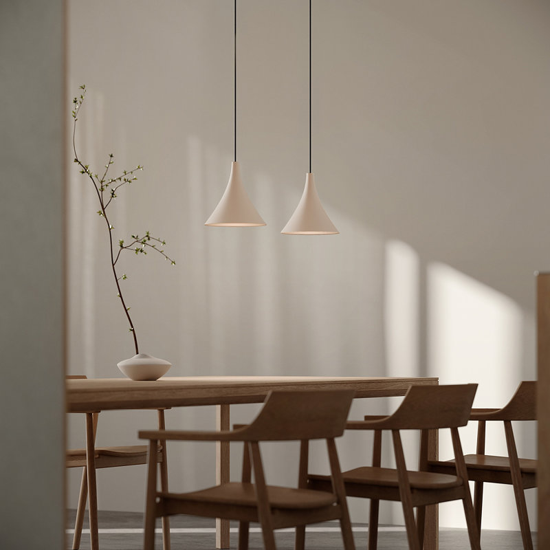 Gota Pendant Light, Peach, Black, 14" H x 9.84" W x 9.84" D