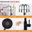 Luminaire de cuisine noir sans contact - Robinet intelligent automatique, mains, robinet en céramique, laiton, robinet intelligent, noir, design élégant-322798067