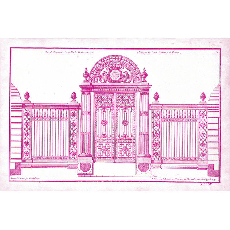 Gate Blueprint IV by Neufforge - Graphic Art, 20 cm H x 30 cm W, Wrapped Canvas