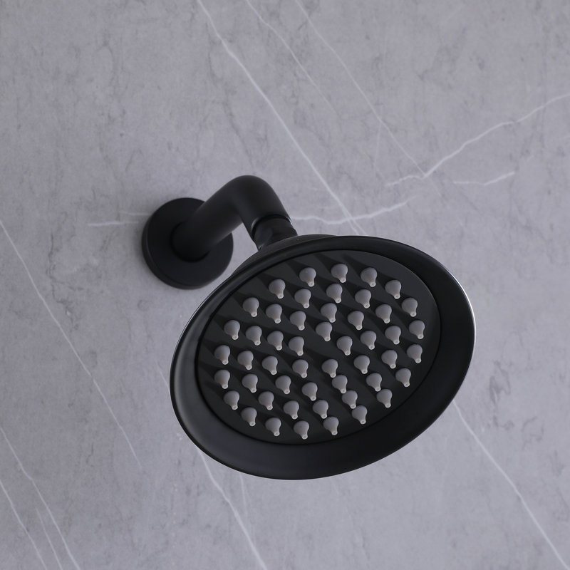 Système de douche thermostatique mural avec pomme de douche à effet de pluie de 6 pouces et ensemble de douche à main en laiton massif avec valve brute