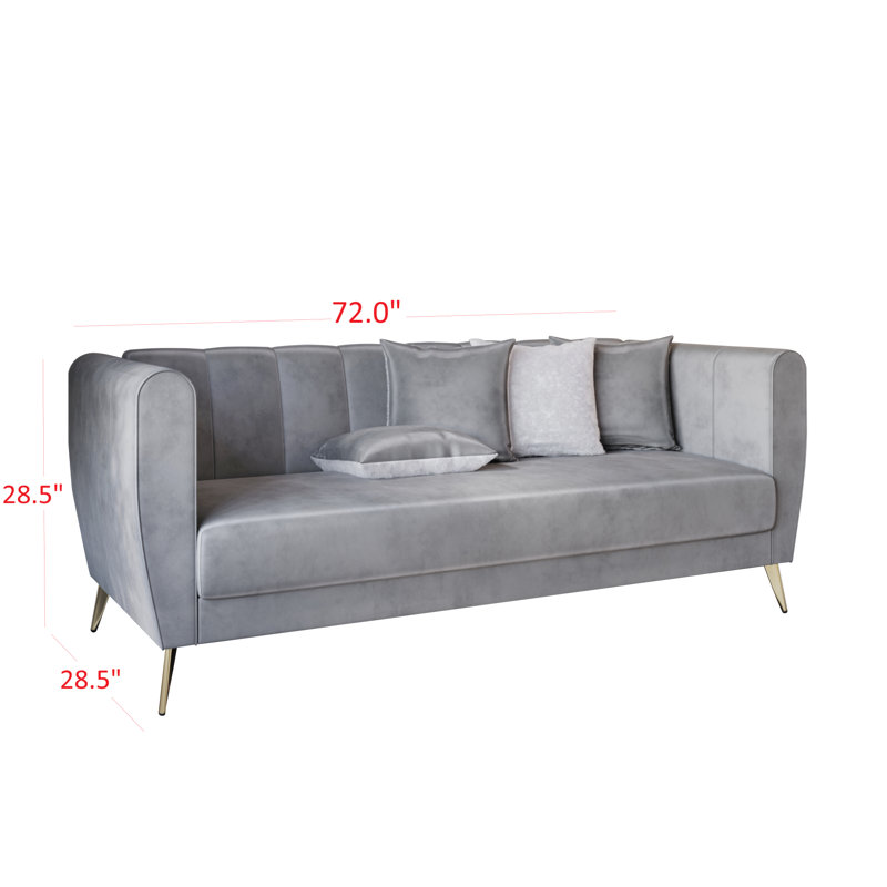 Palmieri 72'' Velvet Sofa, Silver Gray