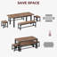 Ensemble de table de salle à manger extensible pour 6 à 8 personnes, table rectangulaire, 2 bancs longs et 2 bancs courts, plateau en bois de noyer-871338417
