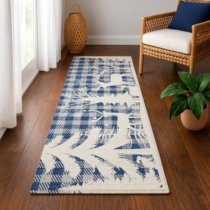 Premium Machine Washable Castillon AMF1824 Winter Forest Holiday Rug, Runner 2'3" x 7'6"