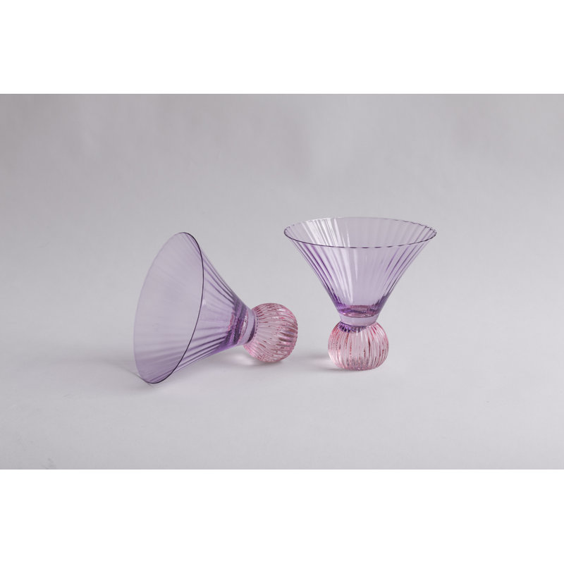 Glass Venice 6oz. Martini Glass Set, Pink/Violet