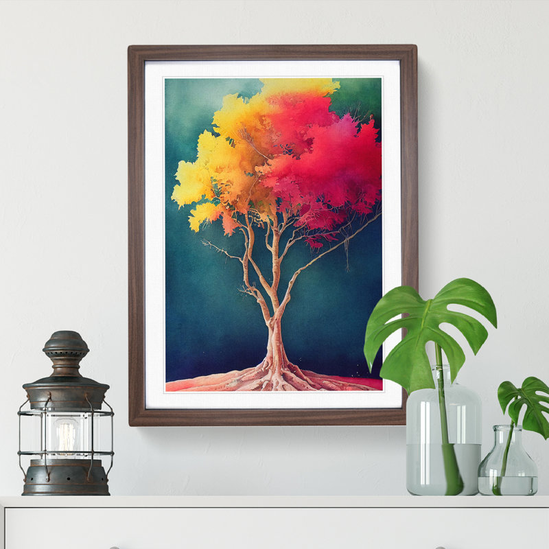 Lone Tree - Framed Print, 46cm H x 34cm W x 2cm D, Walnut