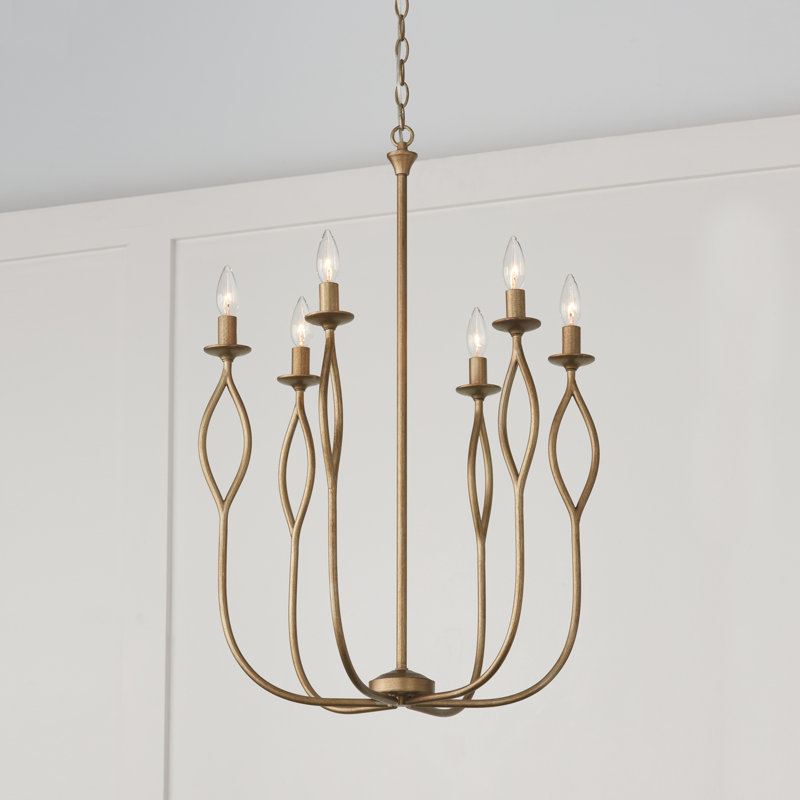 Mystic Luster 6-Light Gold Traditional Candle Chandelier