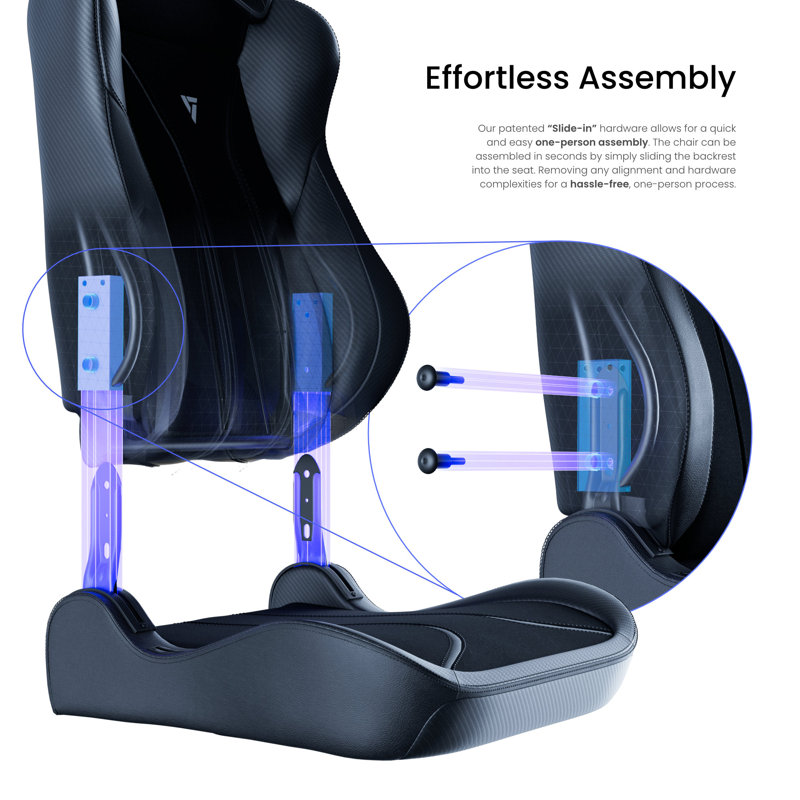 Vertagear Adjustable Reclining Ergonomic Faux Leather Swiveling PC & Racing Game Chair, Carbon Black
