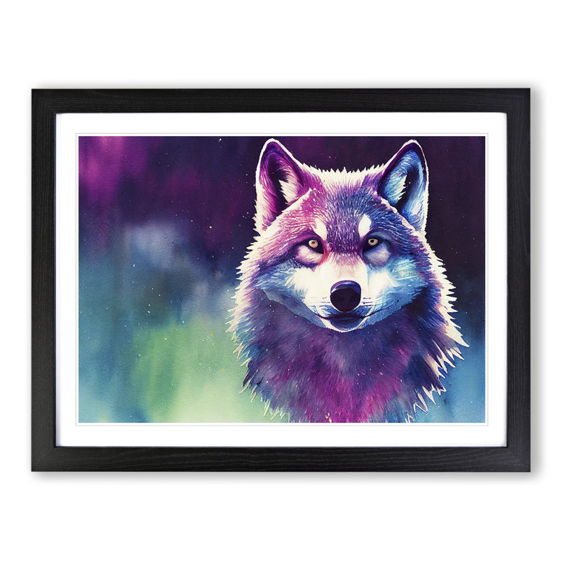 Watercolour Wolf Vol.1 Abstract - Single Picture Frame Print, Black, 25cm H x 34cm W