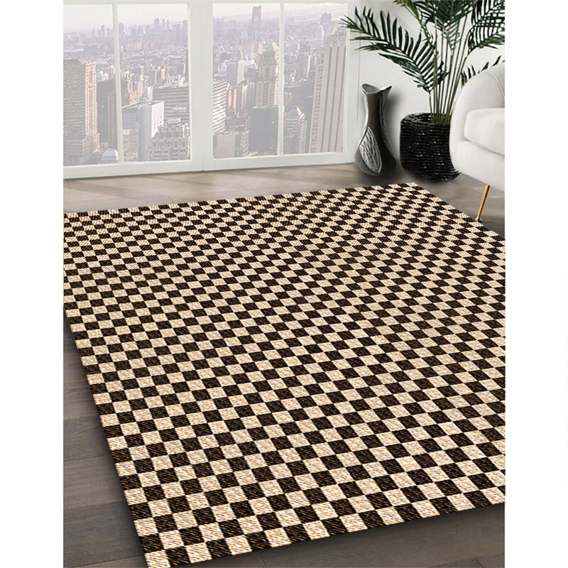 Tapis tissé à la machine en orange, Rond 8 pi