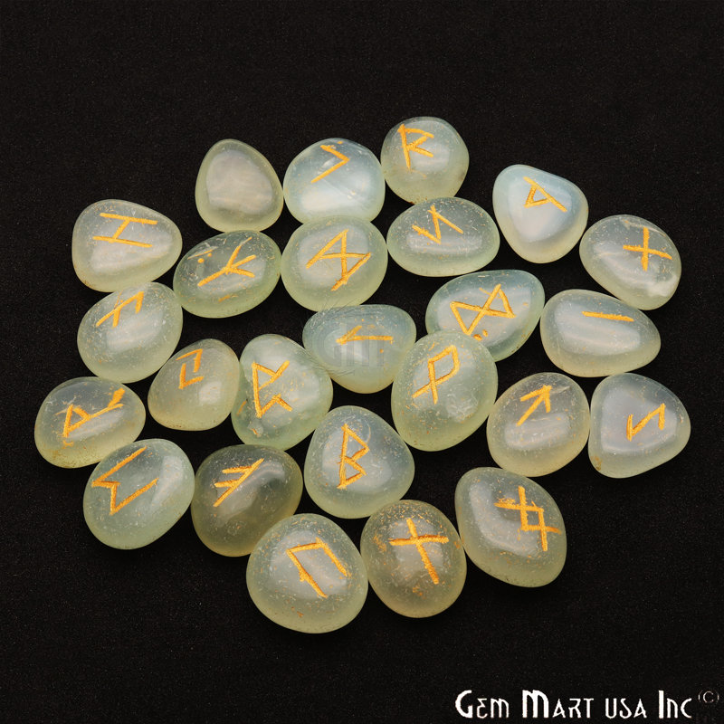 Rune Stones Medium Size Spiritual Futhark Reiki Symbols Gemstones 25PCS LOT, 0.78" H x 0.7" W x 0.7" D