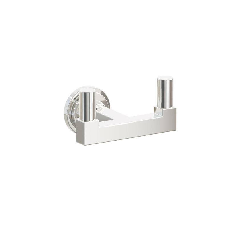 Emtek Select Double Hook w/ Step Disc Rosette, Square Stem & Smooth Tip, Polished Nickel