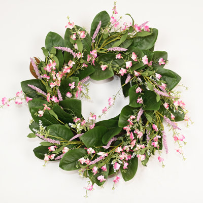 22" Artificial Farmhouse Magnolia Leaf Floral Wreath Greenery Foliage Berry Spring Summer Holiday Decor
