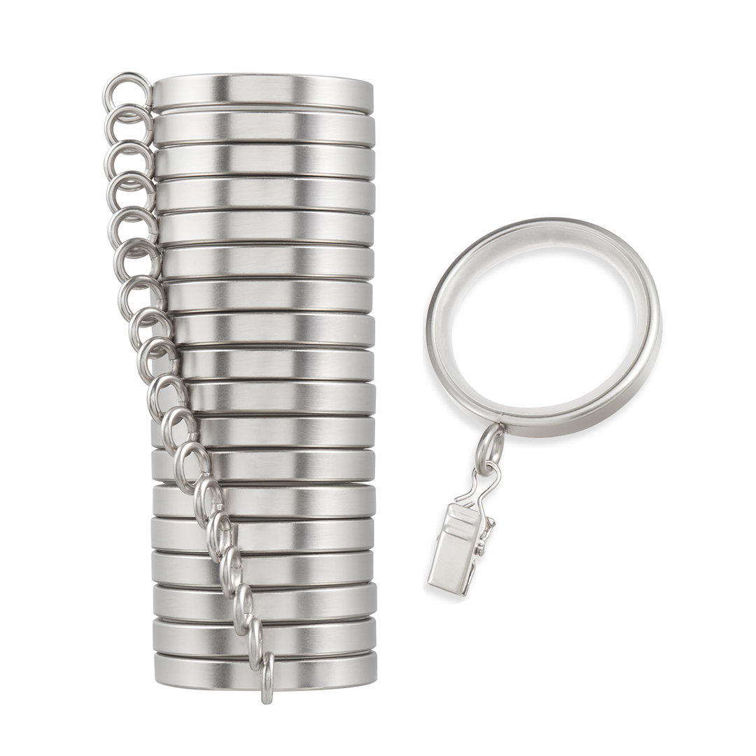 Cambria Designer Series 2 inch Premium Easy Glide Metal Curtain Rings with Smooth, Quiet Nylon Inserts MODE 