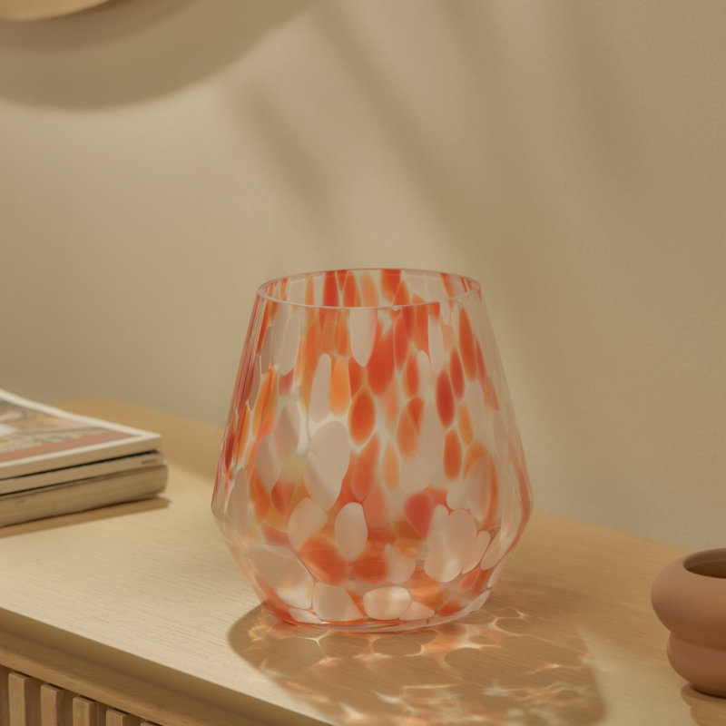 17cm Glass Vase - Paprika Confetti, 17" H x 17" W x 17" D