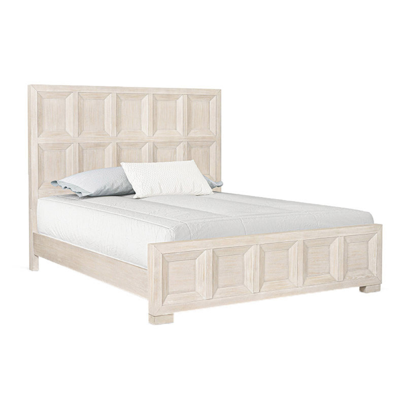 Kizie Bed, Modern Classic Recessed Panels,  Solid Wood, Beige, Queen