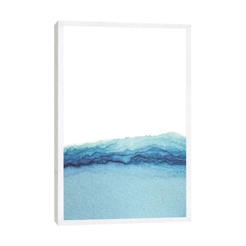 Abstract Sea by Whales Way - Painting on Canvas, 66.04cm H x 45.72cm W x 3.81cm D, White Framed