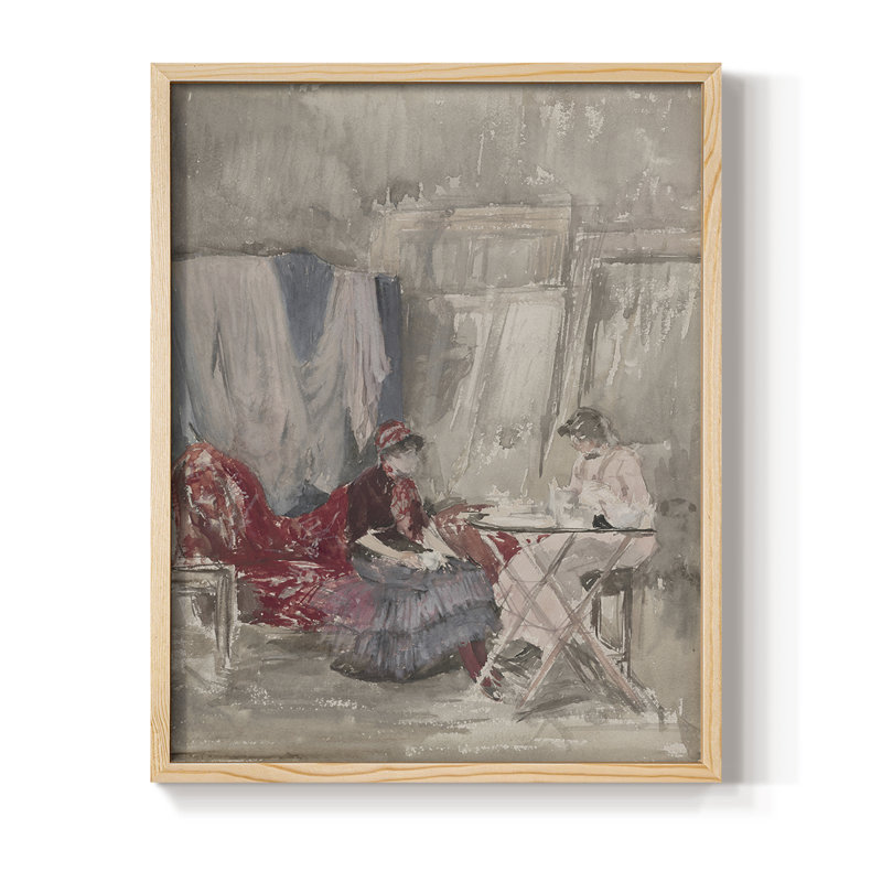 «Vintage Floral Print», impression encadrée CCLXI - bois massif, Naturel, H 21 po x l 17 po