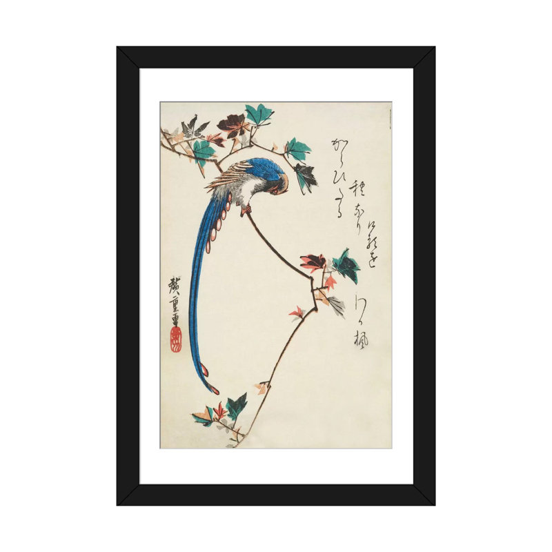 Ando Hiroshige, "Pie bleue sur la branche d'érable" par Utagawa Hiroshige l, impression sur toile, H 24 po x l 16 po x P 1 po