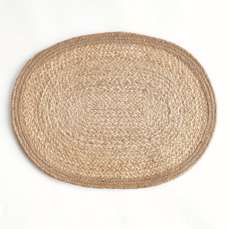 Napperon ovale en jute, ensemble de 8, Brun clair / taupe
