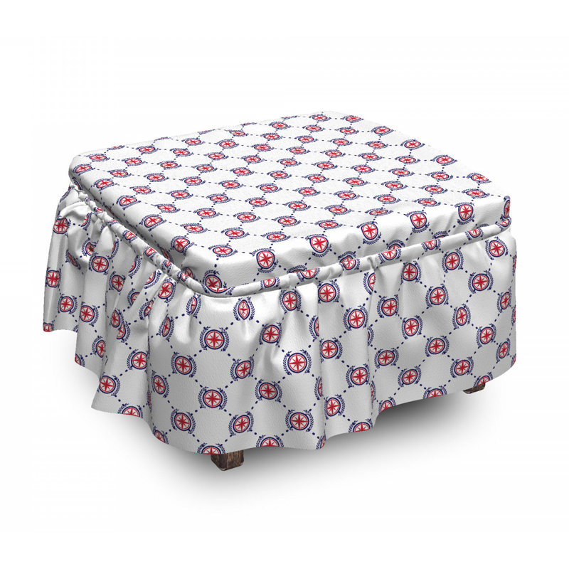 Ensemble de housse pour repose-pieds à coussins carrés 2 pièces compass diamond windrose