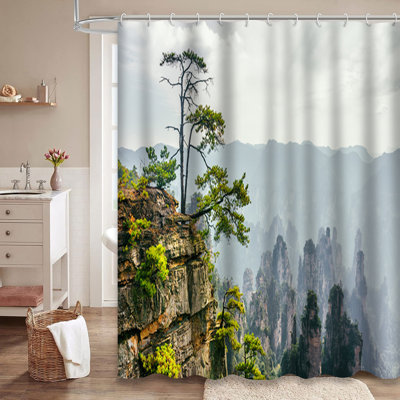 Rideau de douche avec 12 crochets Green Tree Rock