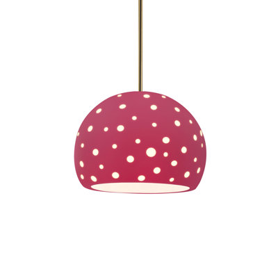 Luminaire suspendu sphère 1 lumière perforée - Cerise - laiton antique - l 10 po x H 7,75 po - ampoule remplaçable - tige rigide