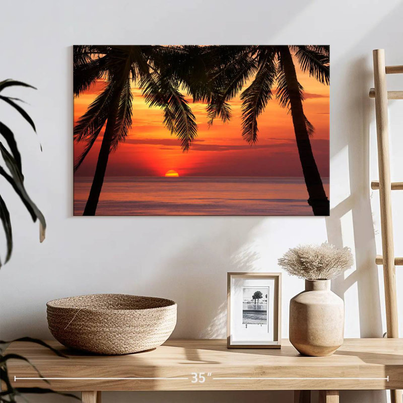 Gillard Palm Tree Beach Sunset, 16" H x 24" W