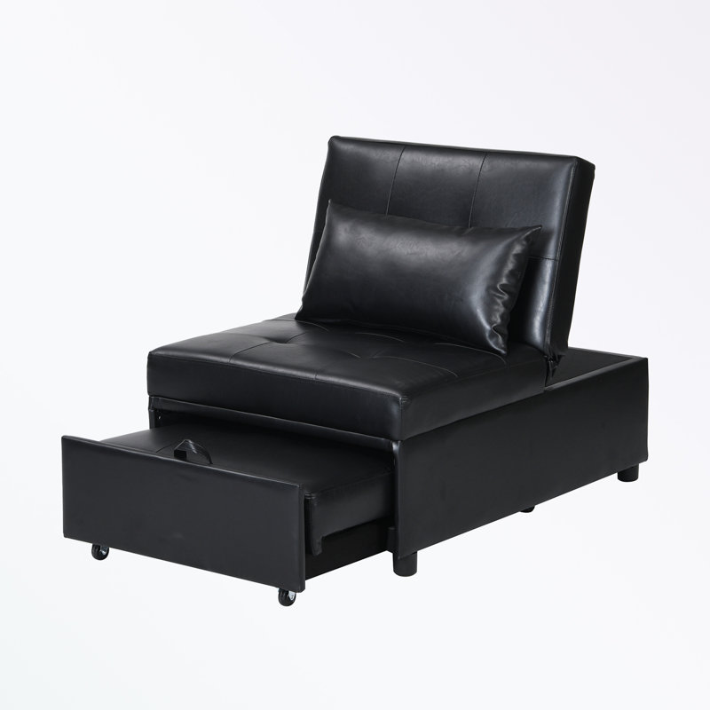 Mentar 39.8'' Armless Sofa Bed, Black Velvet
