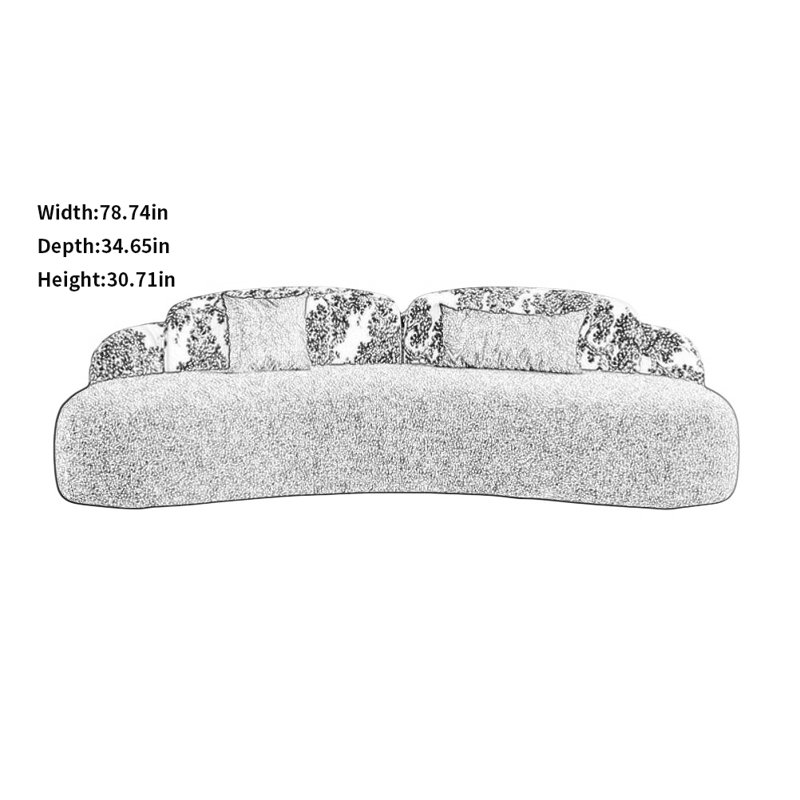 Retro Creative Sofa, 30.71" H x 78.74" W x 34.65" D