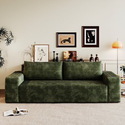 71 po. Velours côtelé profond 3 po., Coton peau, mousse à haute densité, sans assemblage, ergonomique pour le soutien du haut du dos avec éponge, salon et appartement convenant à la détente