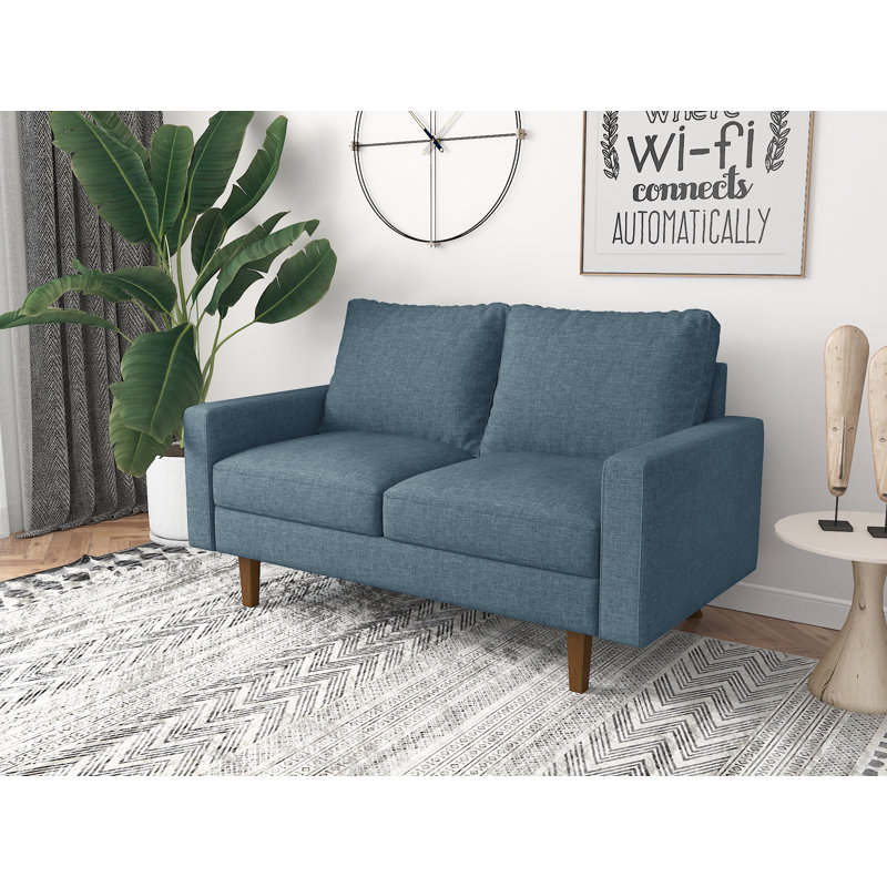 Isa-Bella Upholstered Loveseat, 70" W x 32" L, Sky Blue 100% Linen