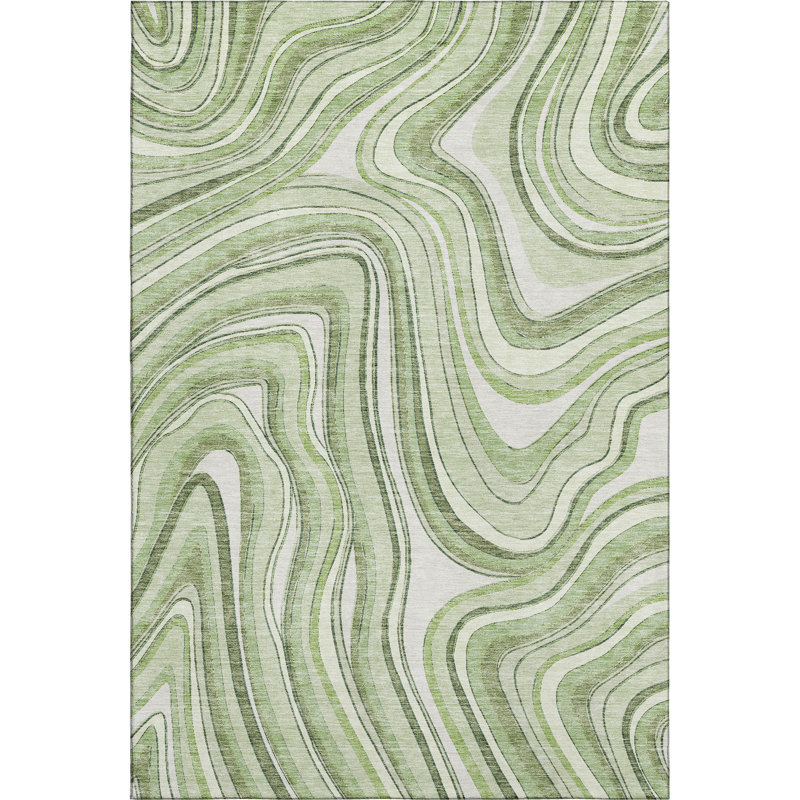 Premium Machine Washable Prisco Aloe Rug, Rectangle 10' x 14'