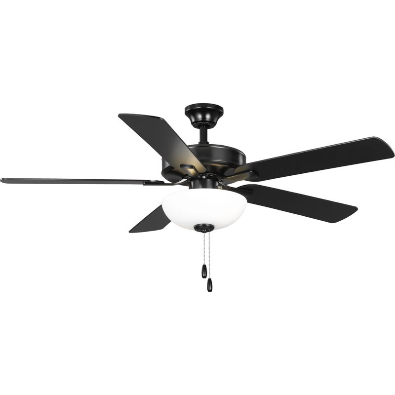 Joines Ventilateur de plafond blanc à 5 pales avec moteur AC, Noir mat