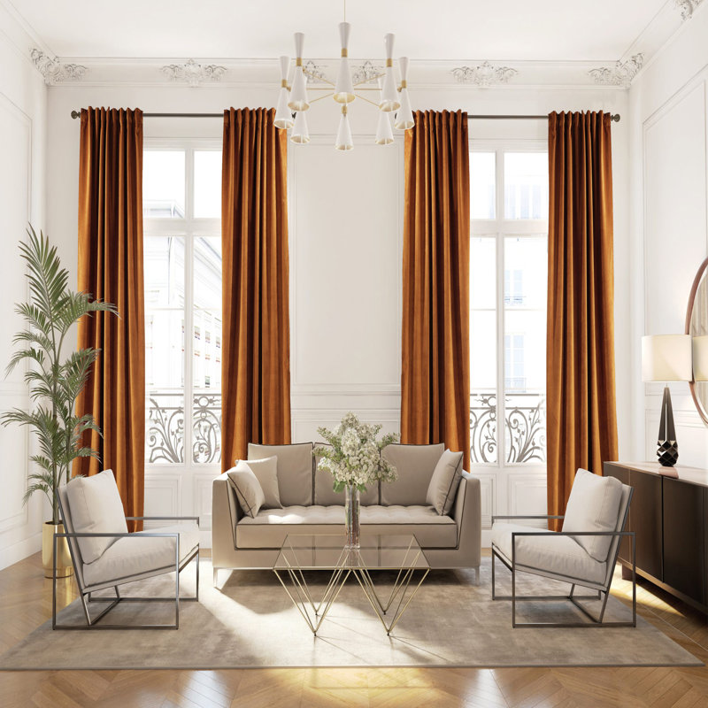 Rideau simple extra long et extra large en velours mat luxueux, 58 Bourbon, L 52 po x L 144 po
