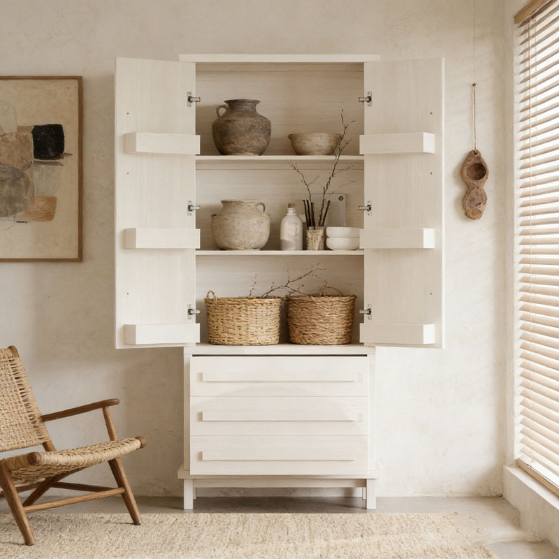 Garde-manger 70 po avec 2 tablettes, White