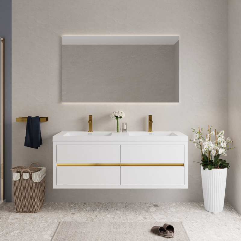Meuble-lavabo flottant moderne en bois d'ingénierie