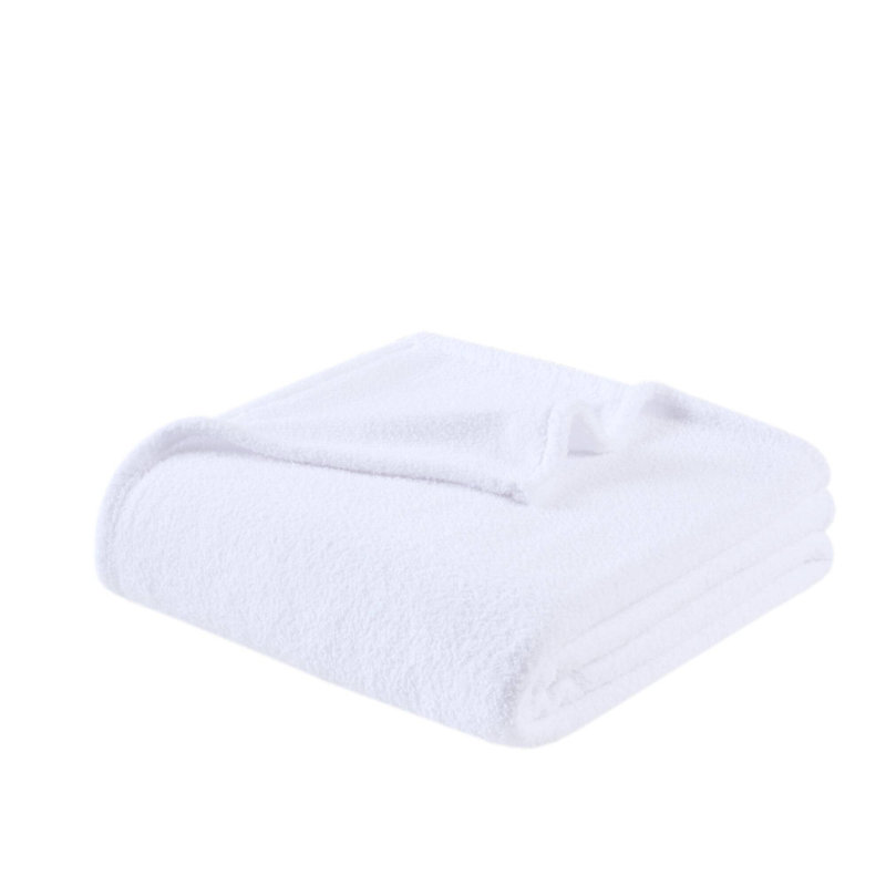 Couverture moelleuse toutes saisons, literie douillette en plumes de polyester, Double, Blanc