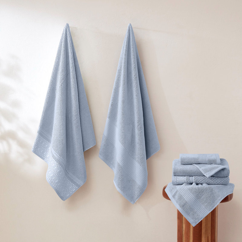 Modern Threads 6-Piece Jacquard Towel Set Astra – 100% Cotton, Quick Dry & Absorbent Bath, Hand & Washcloths – Modern Geometric Pattern